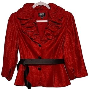 GORGEOUS Size 4 Red Adrianna Papell Evening Essentials Blouse Top Party Show